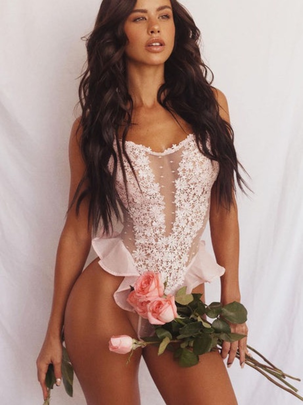 Fashion Nova Bedroom Dreams Mesh Embroidered Sleep Teddy in Blush